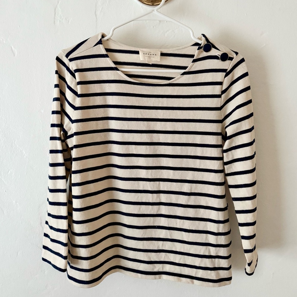 Sezane Colette Marinière COLOR: ECRU / MARINE. - Size S